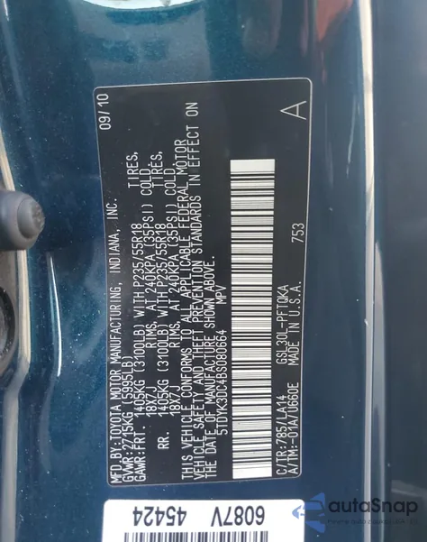 2011 Toyota Sienna Xle z USA, uszkodzony, nr VIN 5TDYK3DC4BS080664